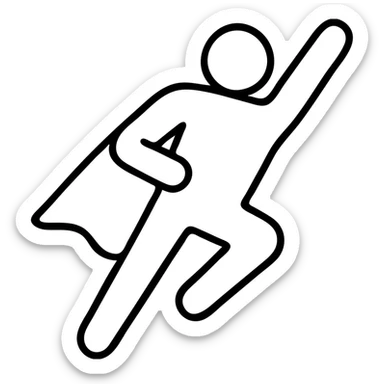 Superhuman hero figure with muscular build in flight pose sticker