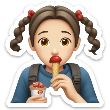 a girl who eats Pepero sticker