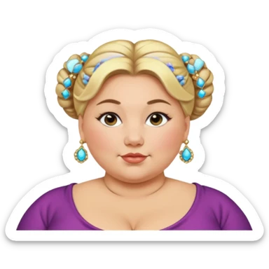 very fat beautiful rich blonde bun haired woman sticker