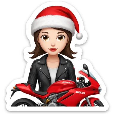 biker girl brune moto christmas ducati sticker
