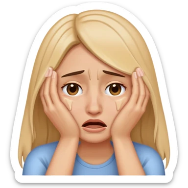 crying woman covering her face with hands sticker