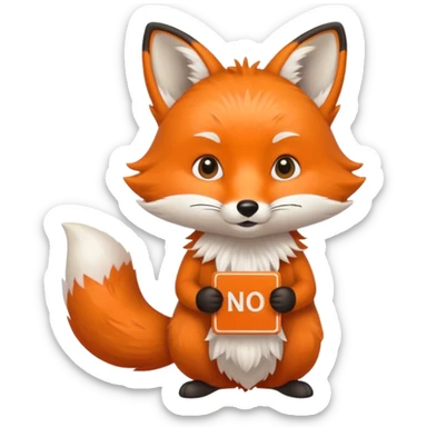 a fox HOLDING a no sign sticker