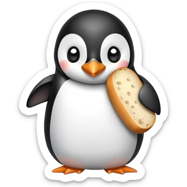  a penguin holding a loaf sticker