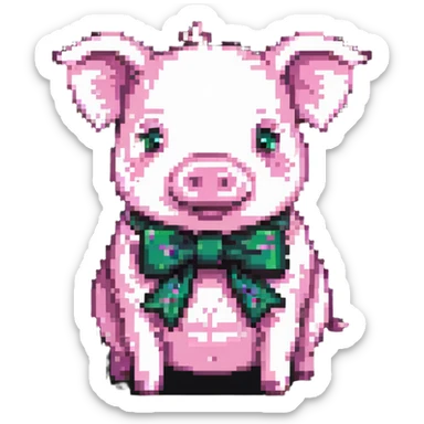 pig with a bow sticker