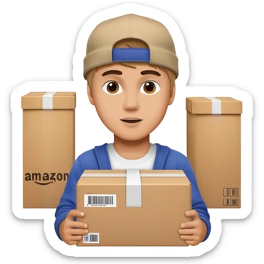 justin beiber delivering amazon packages sticker