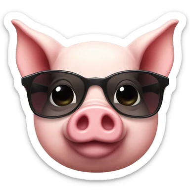 pig withsun with dark glasses a face in love sticker