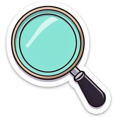 magnifying glass on a digital interface, cartoonish sticker style sticker