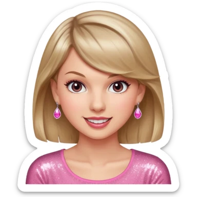 Taylor Swift smile in a sparkling pink top sticker