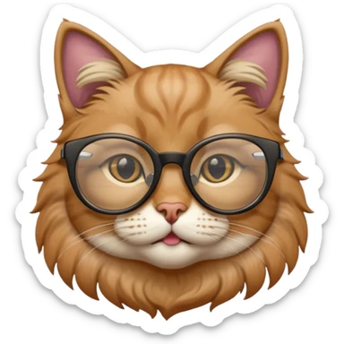 Cat wearing geekchic mood glasses, only face sticker