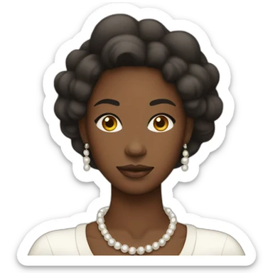 Black woman holding her pearls around her neck sticker