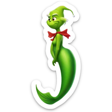 the grinch with a mermaid tail sticker