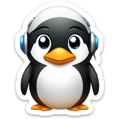 gamer penguin with gamepad sticker