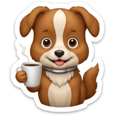 Dog with a cup of coffee sticker