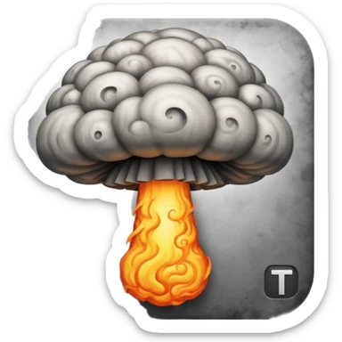 atomic bomb muschroom cloud in the shape of the letter T sticker