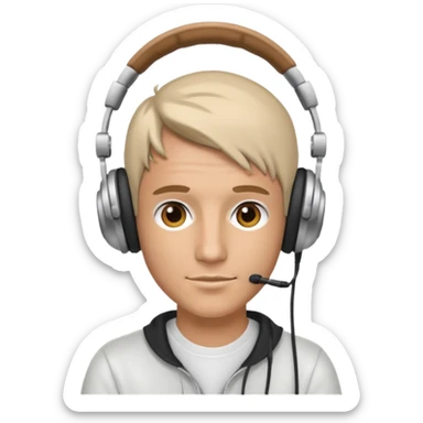 White dj mixing, headphone on head  sticker