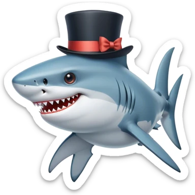 Shark with a top hat sticker