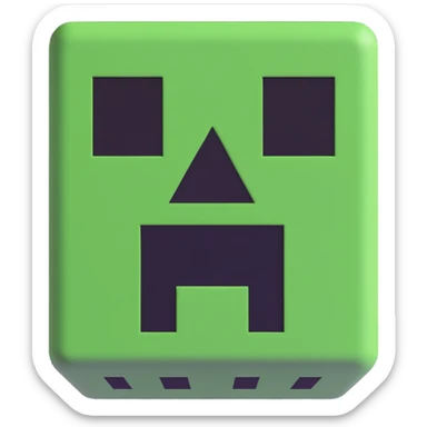 minecraft creeper face, blocky, green and black sticker