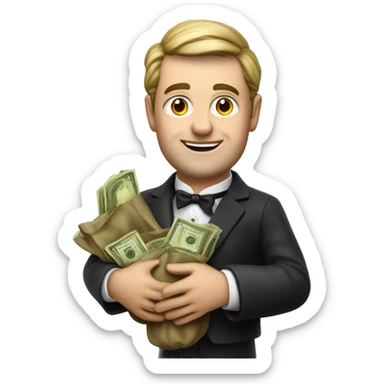 photorealistic aristocrat with money bag in his hands sticker