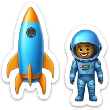 Blue rocketship and space cadet sticker
