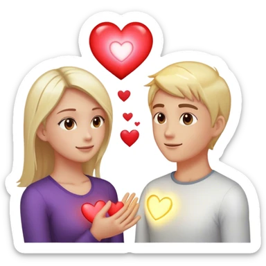**A glowing heart inside a person’s chest, radiating outward.** Someone stands in front of them, their heart to glow as well. look at each other

This represents the idea that **true love isn’t about giving someone your love to keep—it’s about lighting up the love they already have inside them.** ✨ sticker
