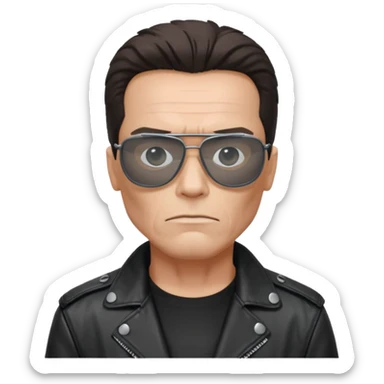 terminator shwartzneger looking only top in his black glasses and his black jacket sticker