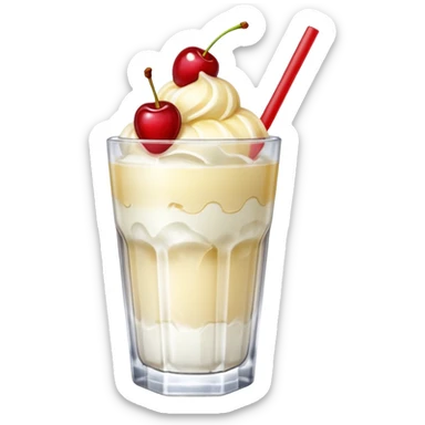 Japanese Cream soda clear glass with ice and vanila + cherry on top sticker