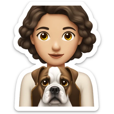 Brunette girl with bulldog sticker