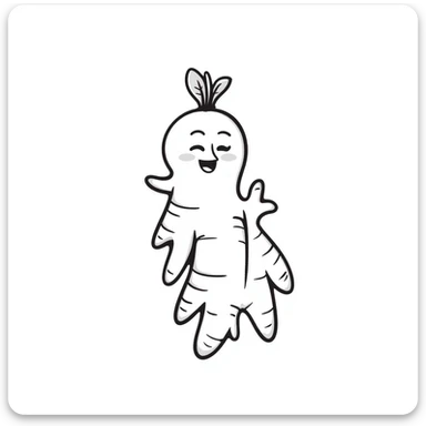 Ginger root with healing properties, hand drawn anti-inflammatory herb sticker