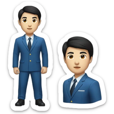 young asian deputy in blue suit and very short black hair sticker