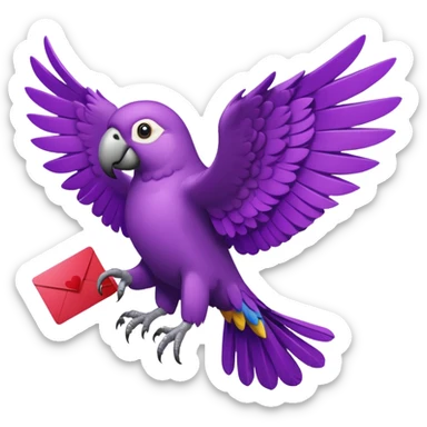purple parrot with cards spread out in its wings sticker