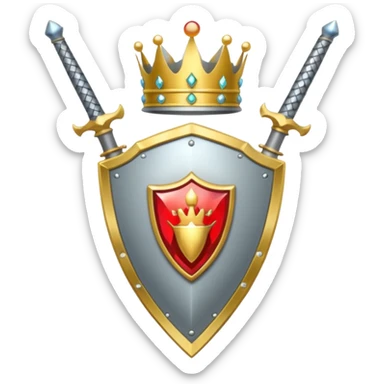 Powerful emoji with only sword, shield and crown sticker