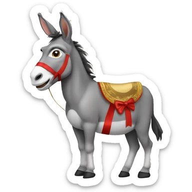 Donkey with a bow sticker