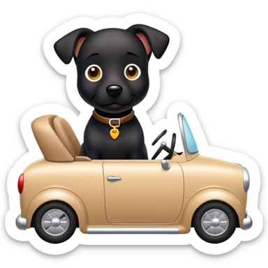 Black dog driving a car sticker