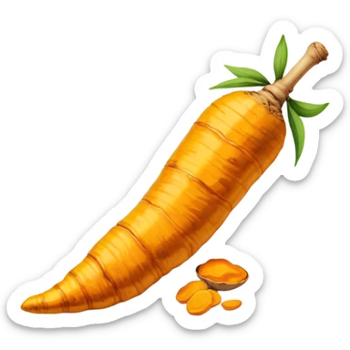 Turmeric root with golden glow, anti-inflammatory food sticker