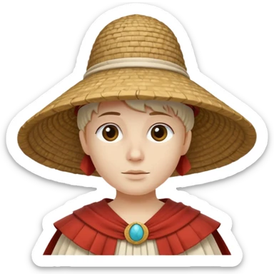 ancient roman conical hat, white, half body sticker