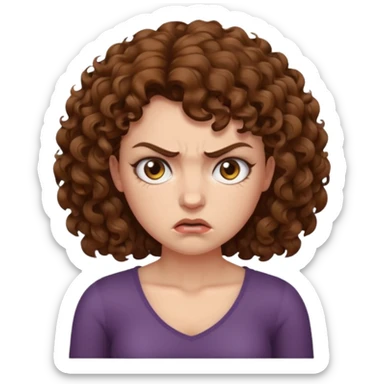 angry curly haired woman with torso sticker