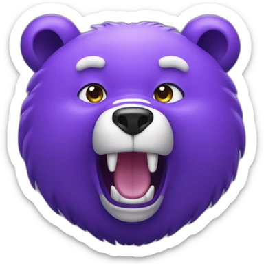 Purple bear with white eyes roaring sticker