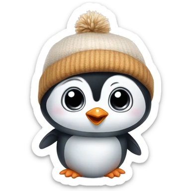 Baby penguin with winter hat sticker