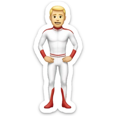 A white male in a colourfu lycra catsuit sticker