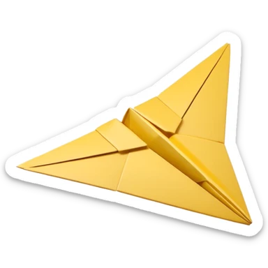 3D render of Paper Airplane made entirely of folded origami paper, sharp creases, cardboard texture, matte finish, visible paper grain, craft aesthetic,  apple emoji style, isolated on white background --v 6.0 sticker