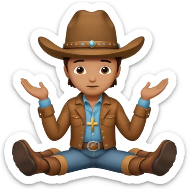 cowboy hat on the ground boots beside it hands in prayer position sticker