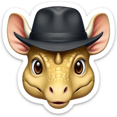 triceratops face with a dark office hat sticker