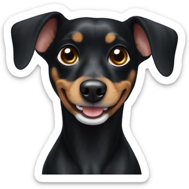 Black dachshund chihuahua mix with  white mouth sticker