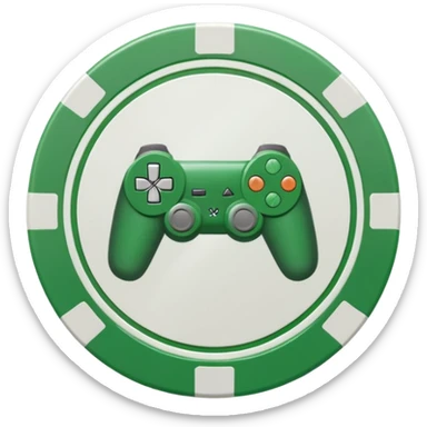 poker chip with playstation controller design, green and white colors sticker