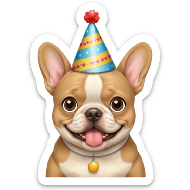 Frenchie wearing birthday hat sticker