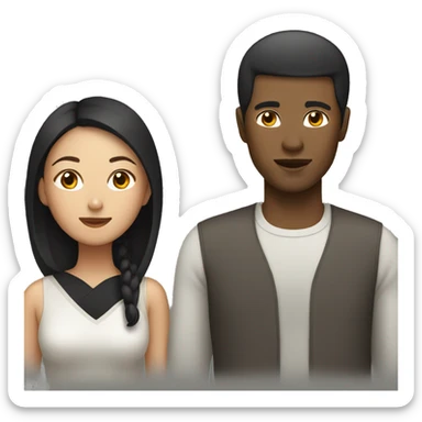 Asian women with black man sticker