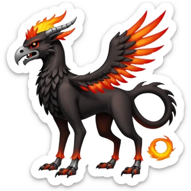 Volcanic Blazing Fiery Evil Skeletal Beaky Feathery Hot Cool Houndoom-Gryphon-fusion (full body) sticker