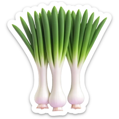 chopped green onions, clean, minimal, cute, well-lit, soft shadow, white background sticker