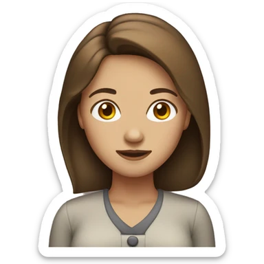 Woman with brown hair and middle part sticker