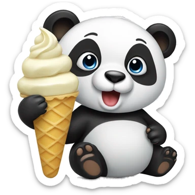Panda eating ice cream sticker